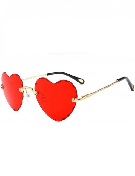 Oversized Vintage style Heart Sunglasses for Women metal PC UV 400 Protection Sunglasses - Red - CZ18SZUHQEK $20.22