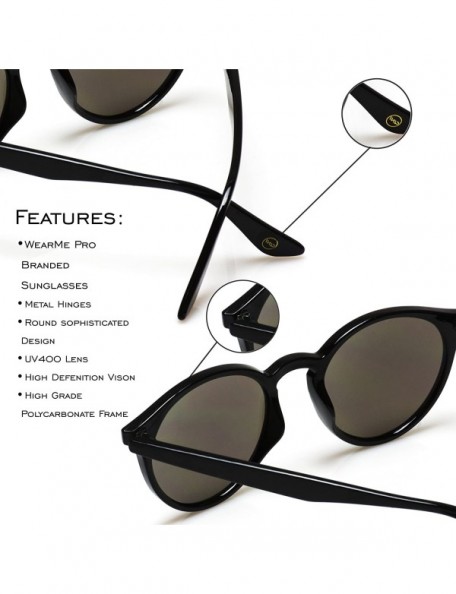 Shield Classic Small Round Retro Sunglasses - Black Frame / Mirror Blue Lens - CK125MDUJAB $12.83