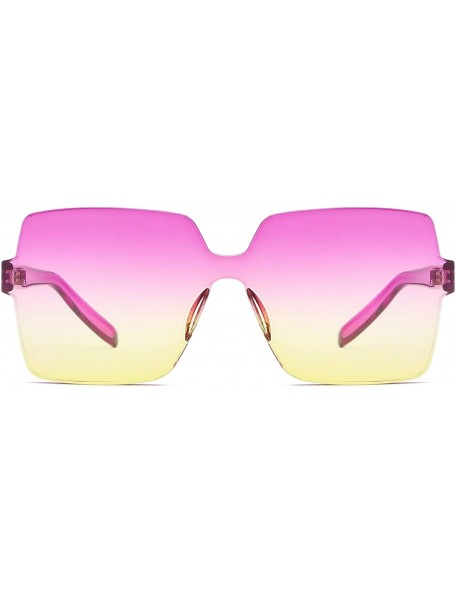 Sport Oversized Square Candy Colors Glasses Rimless Frame Unisex Sunglasses Elton John - Purple Yellow - C818GE5EUNM $11.01