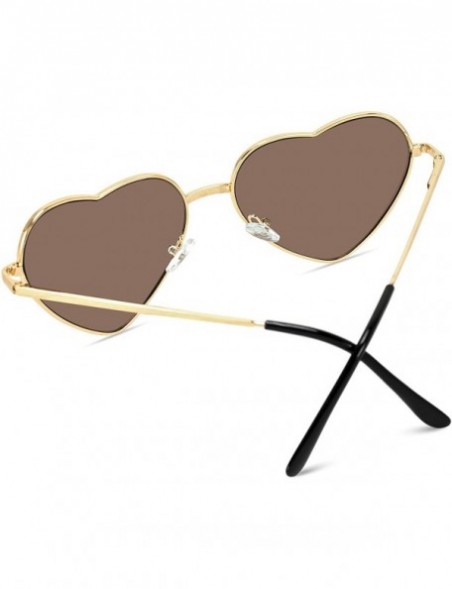 Rimless Women Metal Heart Frame Mirror Lens Cupid Heartshape Sunglasses - Gold Frame / Mirror Blue Lens - CX12123UCQR $18.83