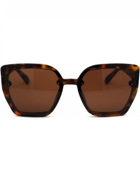 Butterfly Womens 90s Designer Fashion Squared Butterfly Sunglasses - Tortoise Brown - CA18XHZWOYI $9.77