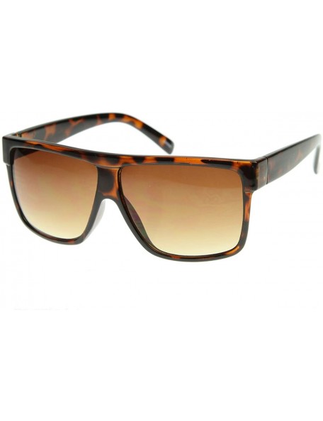 Aviator Designer Inspired Large Flat Top Square Plastic Aviator Sunglasses (Tortoise) - C6118SU7PA3 $11.08