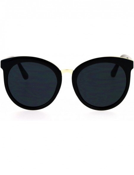 Butterfly Flat Lens Large Horn Rim Butterfly Retro Designer Sunglasses - All Black - CC12O18K74Y $10.33