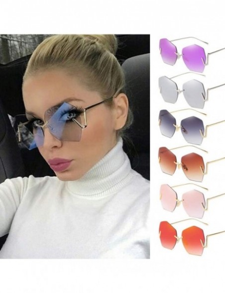 Rectangular Rimless Oversized Mirror Sunglasses Women Summer Retro Eyewear Ladies Luxury Designer Irregular Sunglasses - 5 - ...