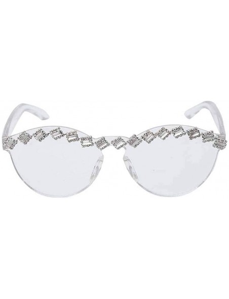 Square Diamond Sunglasses Rhinestone Eyeglasses Transparent - 7 - C7198G7NYLX $22.50