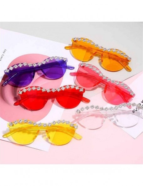 Square Diamond Sunglasses Rhinestone Eyeglasses Transparent - 7 - C7198G7NYLX $22.50