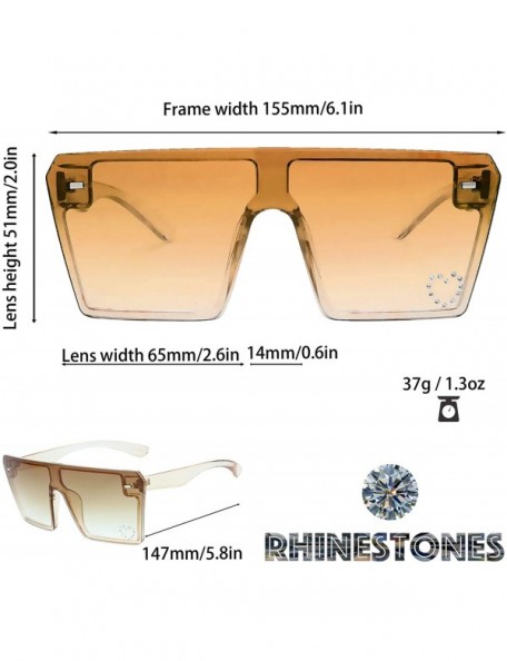 Square Large Oversized Fashion Square Flat Top Sunglasses - Exquisite Packaging - 730105-crystal Brown - CF19CULWM7K $13.65