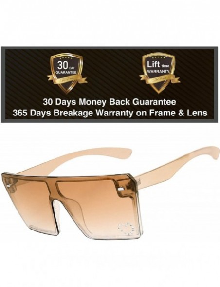 Square Large Oversized Fashion Square Flat Top Sunglasses - Exquisite Packaging - 730105-crystal Brown - CF19CULWM7K $13.65