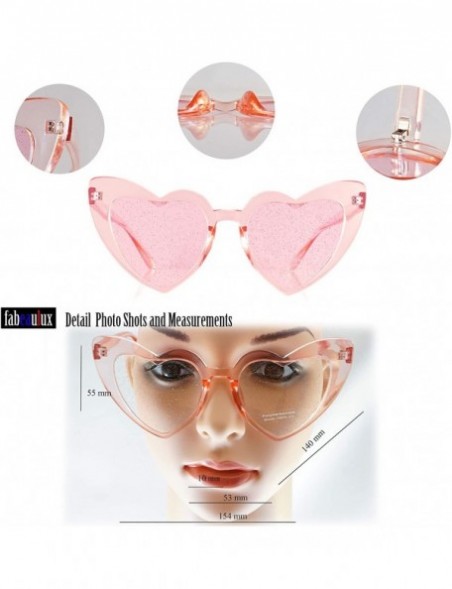 Cat Eye Party Glitter Pop-Color Tinted Lens Heart Cat-Eye Sunglasses A249 - Clear Pink - CY18M5IY02S $9.09