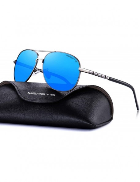 Aviator Men Classic Style Pilot Sunglasses Polarized - UV 400 Protection with case 60MM 8285 - Blue Mirror - CB18NGE8YHK $14.78