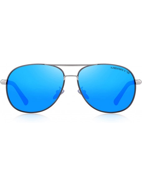 Aviator Men Classic Style Pilot Sunglasses Polarized - UV 400 Protection with case 60MM 8285 - Blue Mirror - CB18NGE8YHK $14.78