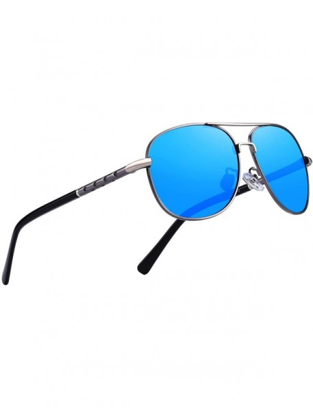 Aviator Men Classic Style Pilot Sunglasses Polarized - UV 400 Protection with case 60MM 8285 - Blue Mirror - CB18NGE8YHK $14.78