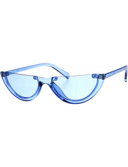 Cat Eye Womens Cropped Flat Top Retro Cat Eye Fashion Sunglasses - Blue - C418HGGAIWM $7.68