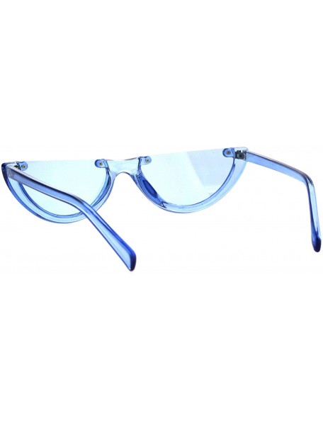 Cat Eye Womens Cropped Flat Top Retro Cat Eye Fashion Sunglasses - Blue - C418HGGAIWM $7.68