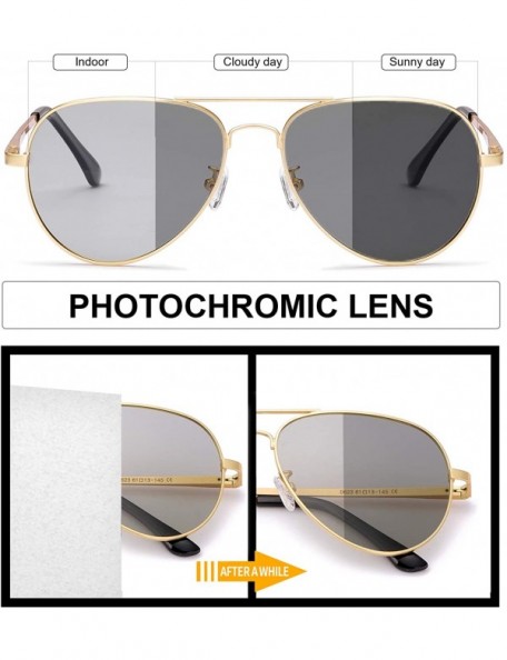 Aviator Photochromic Sunglasses Polarized Protection - 1b Gold Frame / Grey Photochromic Polarized Lenses - C418SKYGYR9 $23.61