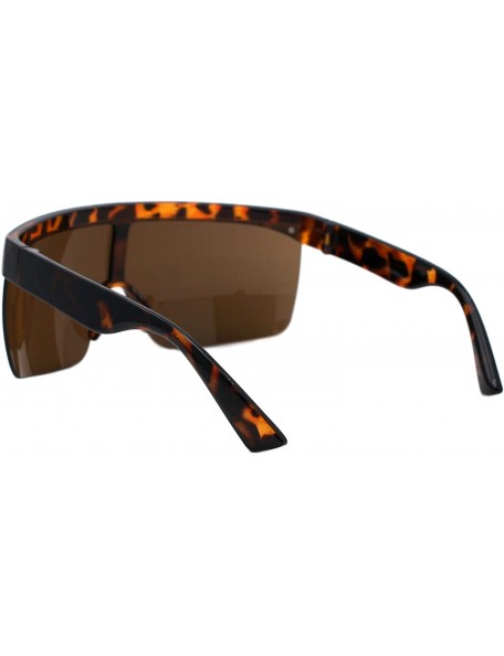 Shield Shield Goggle Sunglasses Super Oversized Half Rim Cover Up Shades UV 400 - Tortoise (Brown) - CS1984DT39A $13.32