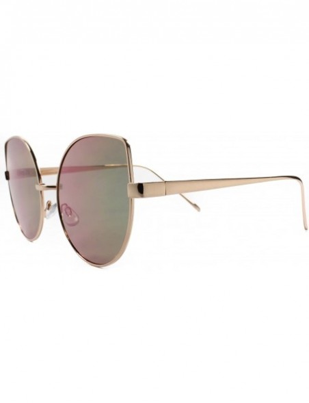 Cat Eye Fashion Foxy Womens Mirrored Lens Cat Eye Sunglasses - Gold / Purple - CN18ECETD85 $12.70