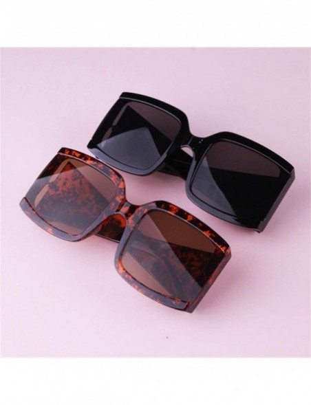 Square Oversized Sunglasses for Women Vintage Trendy Designer Glasses - Glossy Black Frame/Grey Lens - CG18Z43Z79A $10.24