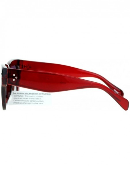 Rectangular Retro Womens Thick Plastic Horned Horn Rim Sunglasses - Burgundy - C4122KQ7OLV $10.62