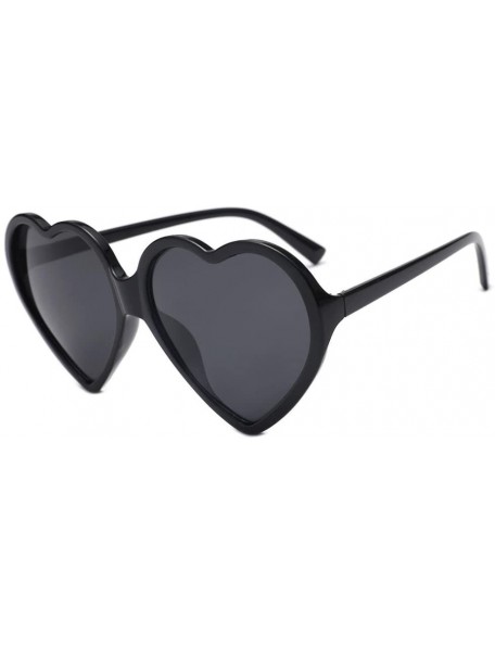 Goggle Women Fashion Unisex Heart-Shaped Shades Sunglasses Integrated UV Glasses (Black) - Black - CE18EK48TIY $8.66