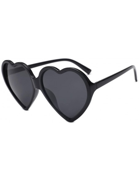 Goggle Women Fashion Unisex Heart-Shaped Shades Sunglasses Integrated UV Glasses (Black) - Black - CE18EK48TIY $8.66