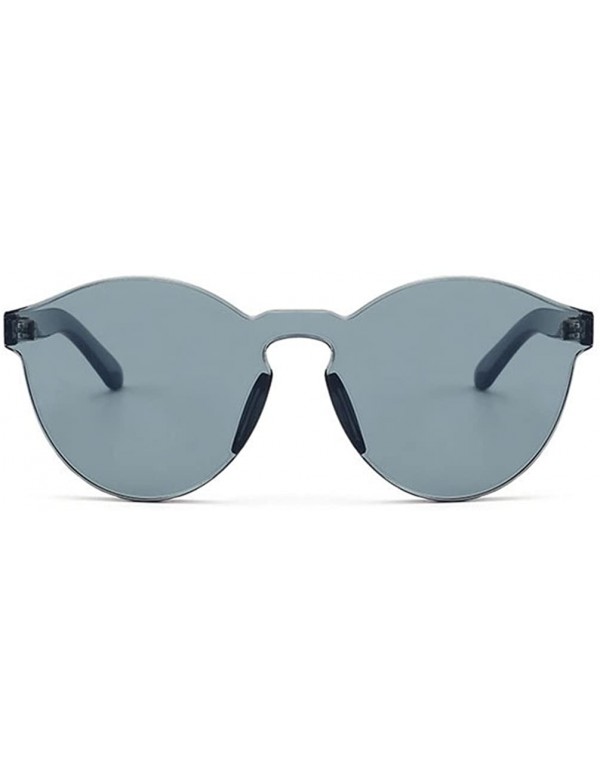 Oversized Oversized One Piece Rimless Tinted Sunglasses Clear Colored Lenses - Gray - CC199CDSDOM $8.15