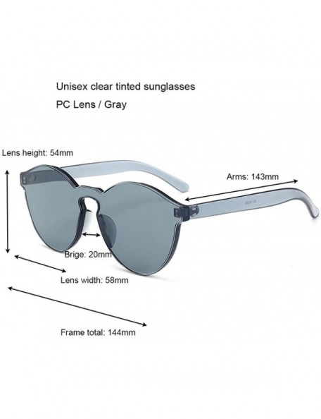 Oversized Oversized One Piece Rimless Tinted Sunglasses Clear Colored Lenses - Gray - CC199CDSDOM $8.15