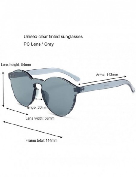 Oversized Oversized One Piece Rimless Tinted Sunglasses Clear Colored Lenses - Gray - CC199CDSDOM $8.15