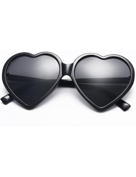 Goggle Women Fashion Unisex Heart-Shaped Shades Sunglasses Integrated UV Glasses (Black) - Black - CE18EK48TIY $8.66