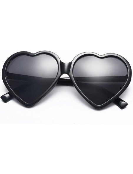 Goggle Women Fashion Unisex Heart-Shaped Shades Sunglasses Integrated UV Glasses (Black) - Black - CE18EK48TIY $8.66