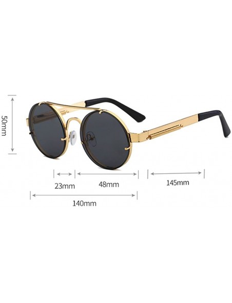 Round Retro Round Sunglasses Men Metal Frame Vintage Round Sun Glasses for Women - Gold With Black - CR18DXE97R0 $13.43