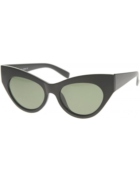 Cat Eye Womens High Fashion Chunky Frame Oversize Bold Cat Eye Sunglasses 57mm - Matte Black / Green - CR12I21RQI9 $11.26