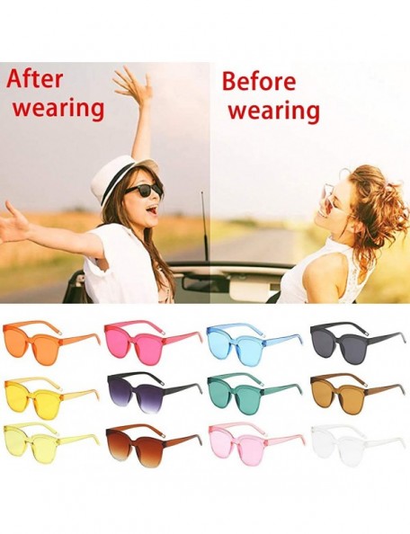 Square Classic Women Square Sunglasses for 100% UV Protection Flat Lens Fashion Shades Transparent Candy Color Eyewear - CE19...