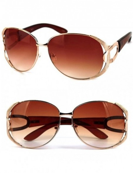 Oval Luxury Fashion Round Oval Metal Sunglasses P4115 - Gold - CM17YSYOCA5 $18.46