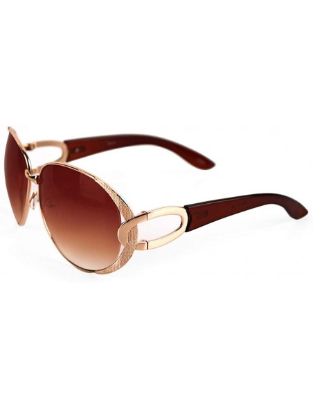 Oval Luxury Fashion Round Oval Metal Sunglasses P4115 - Gold - CM17YSYOCA5 $18.46