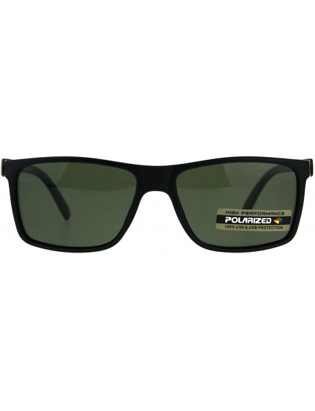 Rectangular Polarized Lens Sunglasses Unisex Fashion Classic Rectangular Frame - Matte Black (Dark Green) - CJ18CW3QTDK $12.16