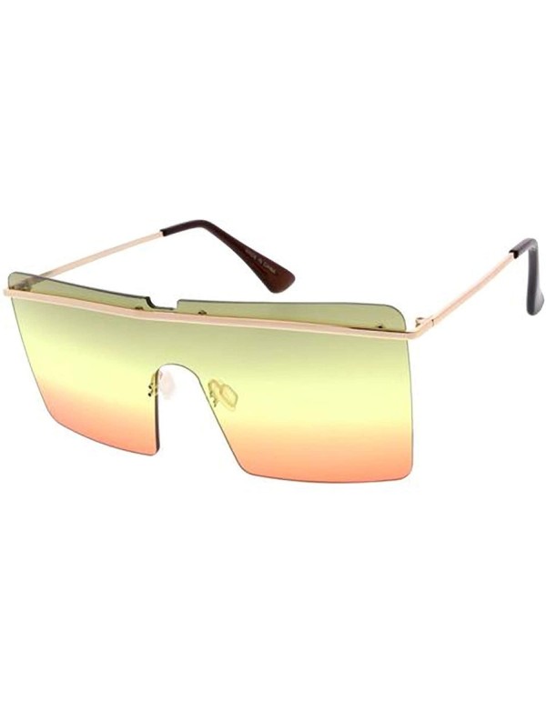 Oversized Flat Top Square Frame Aviator Candy Lens Fashion Sunglasses - Brown - C518U0OKYTX $11.49