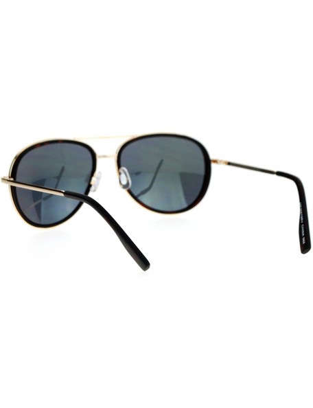 Round Round Aviator Sunglasses Double Frame Metal Plastic Color Mirror Lens - Gold Tortoise (Peach Mirror) - CL1875Y9T09 $11.55