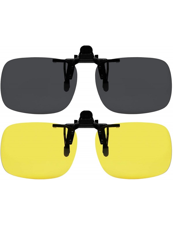 Rectangular Clip On Sunglasses Polarized Sunglasses to Clip onto Eyeglasses Flip Up for Men and Women - C218GEGE6R0 $9.02