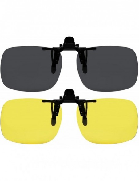 Rectangular Clip On Sunglasses Polarized Sunglasses to Clip onto Eyeglasses Flip Up for Men and Women - C218GEGE6R0 $9.02