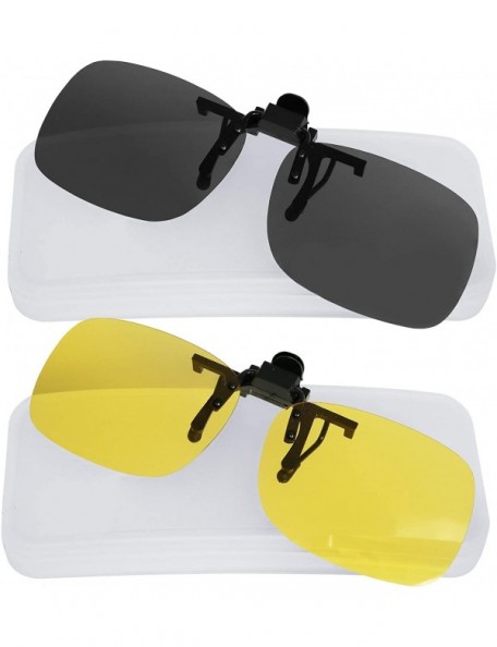 Rectangular Clip On Sunglasses Polarized Sunglasses to Clip onto Eyeglasses Flip Up for Men and Women - C218GEGE6R0 $9.02