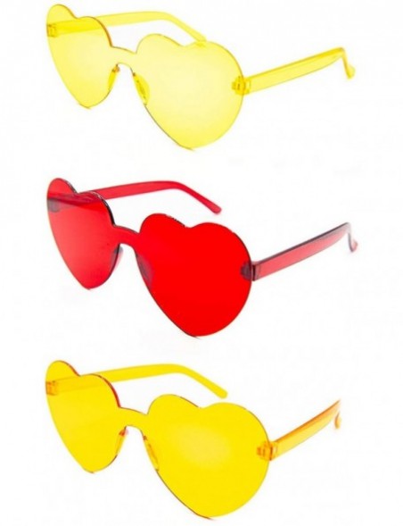 Round Set of 3 - Stylish Colorful Modern Chic Plastic Frameless Party Sunglasses UV 400 Protection - CM18WSR2DX9 $15.62