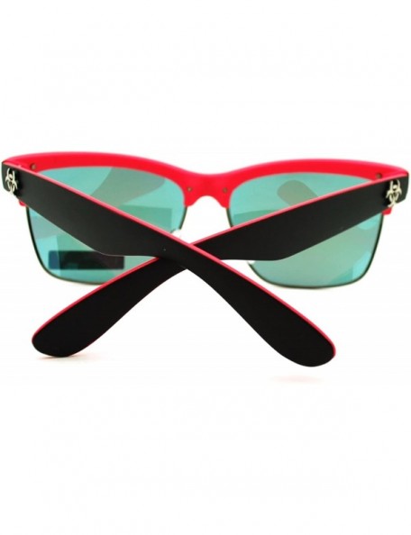 Square Biohazard Half Rim Square Sunglasses Unisex Skater Sporty Fashion - Black Pink - CW11MBOL7HZ $9.07