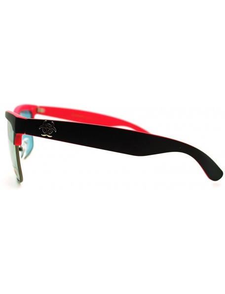 Square Biohazard Half Rim Square Sunglasses Unisex Skater Sporty Fashion - Black Pink - CW11MBOL7HZ $9.07