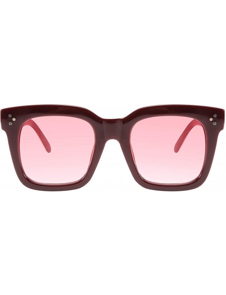 Oversized Vintage Women Butterfly Sunglasses Designer Luxury Square Gradient Sun Glasses Shades B2486 - Wine-pink - CJ18R3S3O...