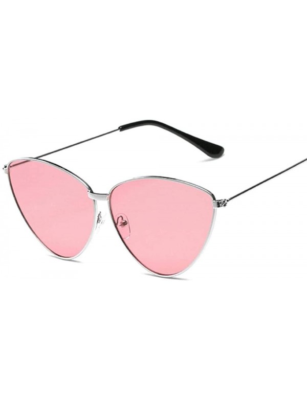 Cat Eye Retro Cat Eye Sunglasses Women Metal Frame Mirror UV400 Sun Glasses SilverPink - Silverpink - C018XQXWHX0 $7.64