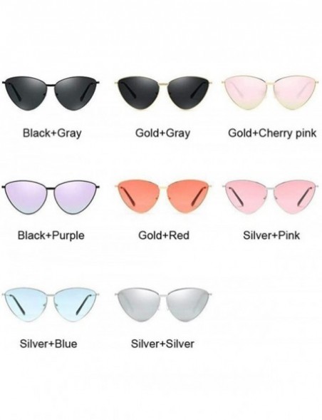 Cat Eye Retro Cat Eye Sunglasses Women Metal Frame Mirror UV400 Sun Glasses SilverPink - Silverpink - C018XQXWHX0 $7.64