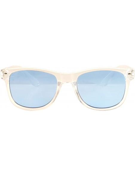 Square Eye-Candy Color Horn Rimmed Clear Frame Spring Hinge Sunglasses A083 A149 - Blue - CR189ZK6LXI $7.59