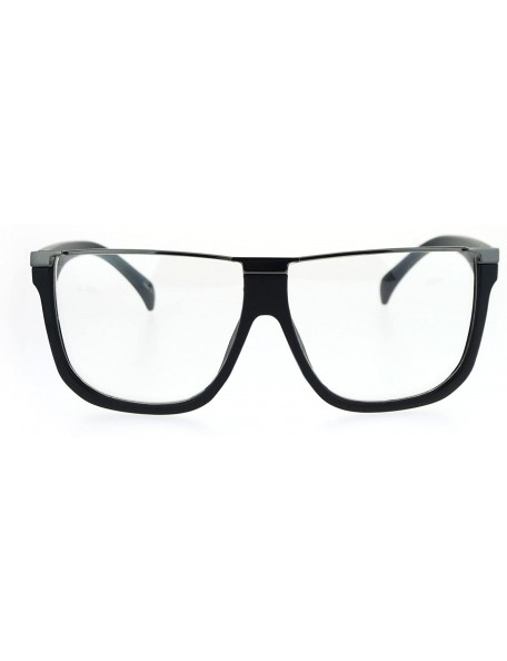 Oversized Womens Metal Flat Top Mob Oversize Rectangular Clear Lens Glasses - Gunmetal Black - CV17WWT7T3T $12.23