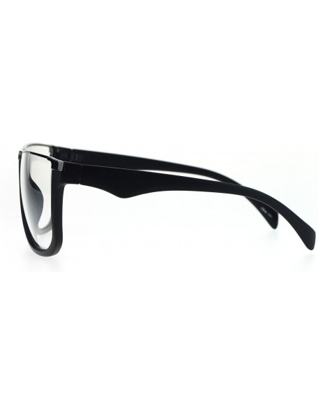 Oversized Womens Metal Flat Top Mob Oversize Rectangular Clear Lens Glasses - Gunmetal Black - CV17WWT7T3T $12.23